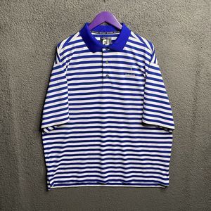 FOOTJOY SHORT SLEEVE Blue STRIPED GOLF POLO SHIRT MENS LARGE EXCELENT CONDITION